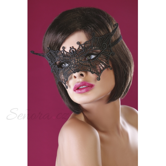 Erotická čierna čipkovaná maska na oči